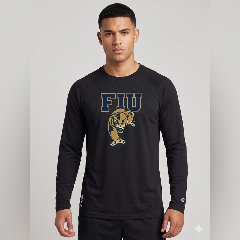 Champion FIU Panthers Vapor Long Sleeve Raglan Tee - Black - Size
